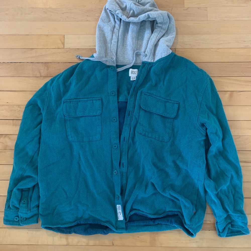 URBAN OUTFITTERS BUTTON UP WITH HOOD